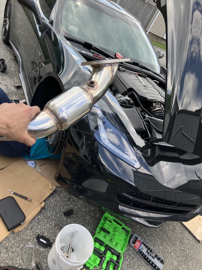 Customer Corvette C7 with the high-flow downpipe installed