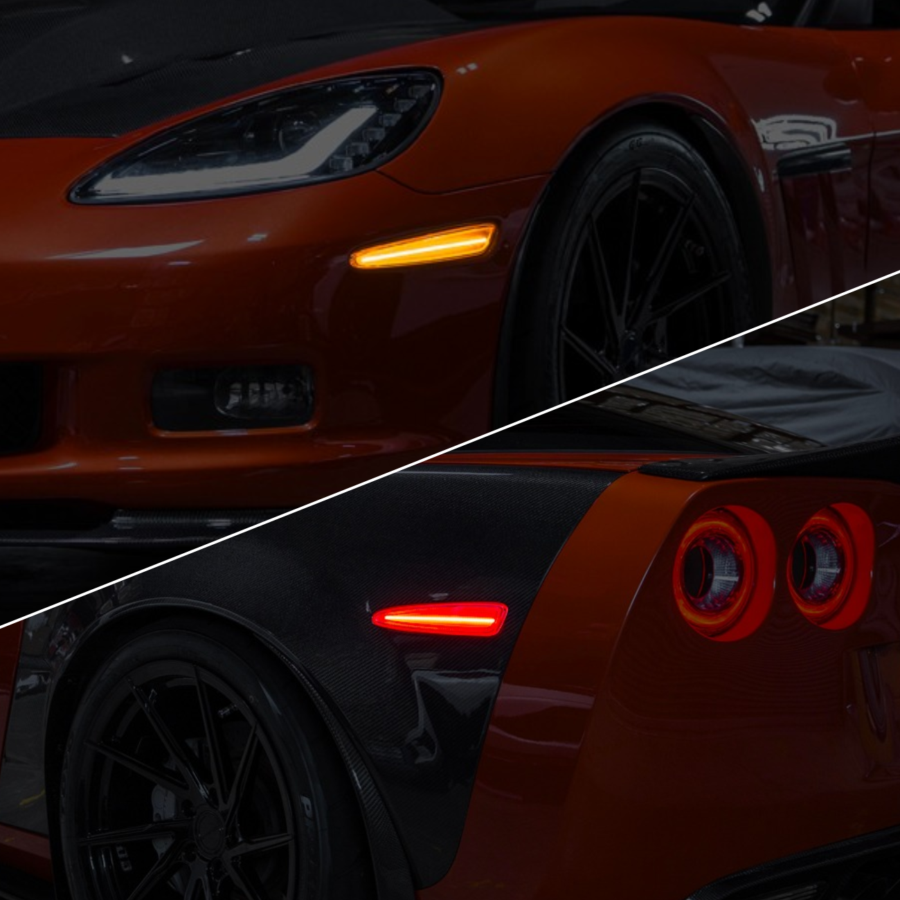 Corvette C6 Front & Rear Amber Light LED Side Markers Pair