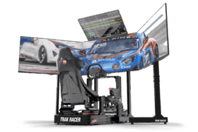 Trak Racer Large Freestanding Quad Monitor Stand with Extra Leg Supports - Supports up to 55" Displays - image 1