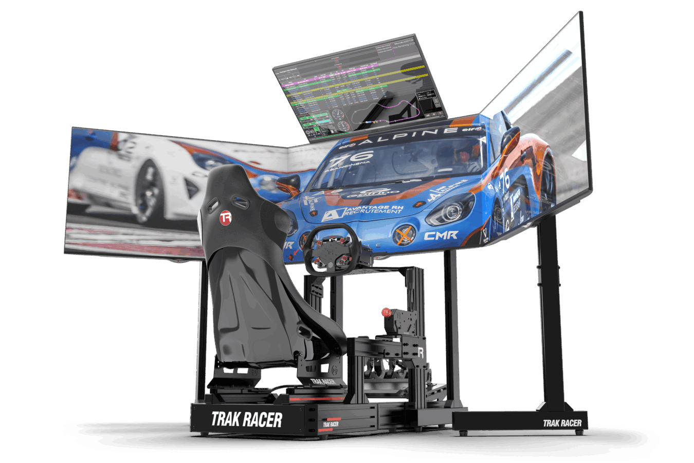 Trak Racer Large Freestanding Quad Monitor Stand with Extra Leg Supports - Supports up to 55" Displays