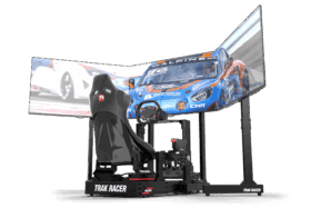 Trak Racer Large Freestanding Triple Monitor Stand with Extra Leg Supports - Supports up to 55" Displays - image 1