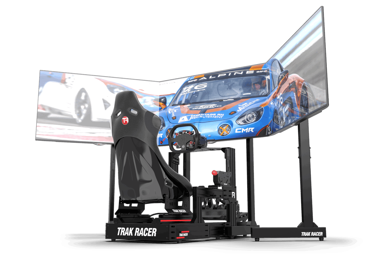 Trak Racer Large Freestanding Triple Monitor Stand with Extra Leg Supports - Supports up to 55" Displays