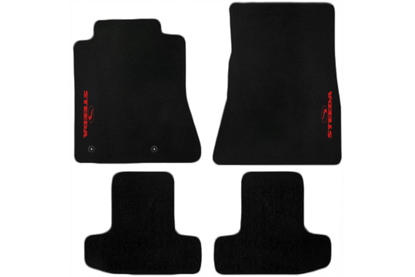 2015-2026 Ford Mustang – Steeda Embroidered Black Cutpile Floor Mats (2)