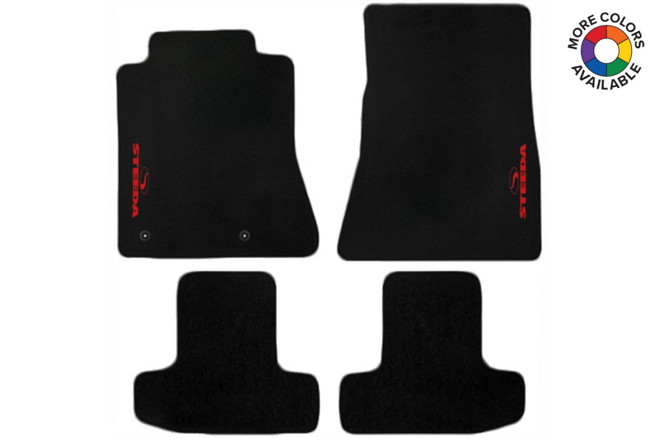 2015-2026 Ford Mustang – Steeda Embroidered Black Cutpile Floor Mats