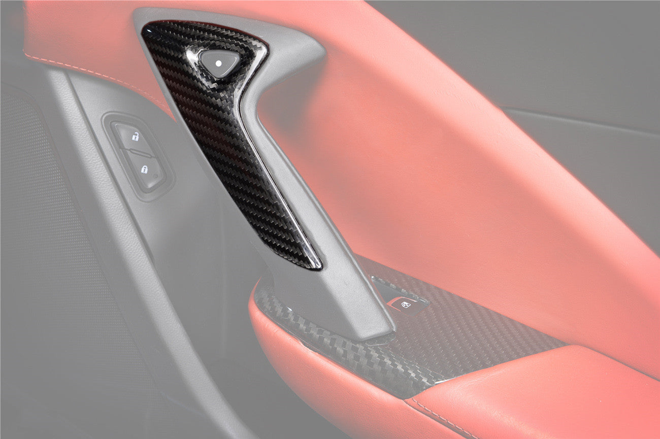 DarwinPRO 2013-2019 Corvette C7 Z06 Grandsport Dry Carbon Fiber Interior Door Handle Molding Cover Trims