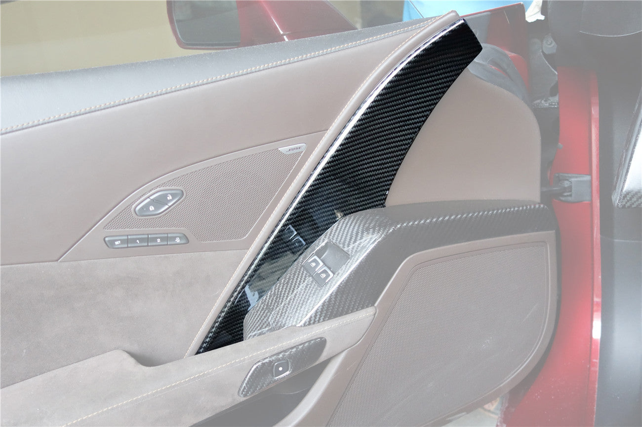 DarwinPRO 2013-2019 Corvette C7 Z06 Grandsport Dry Carbon Fiber Interior Door Panel Cover Trim