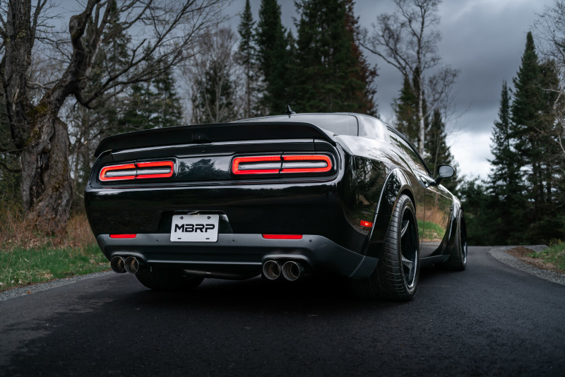 2015-2023 Dodge Challenger R/T / SRT / Scat Pack / Hellcat with the MBRP S71143CF cat-back exhaust installed