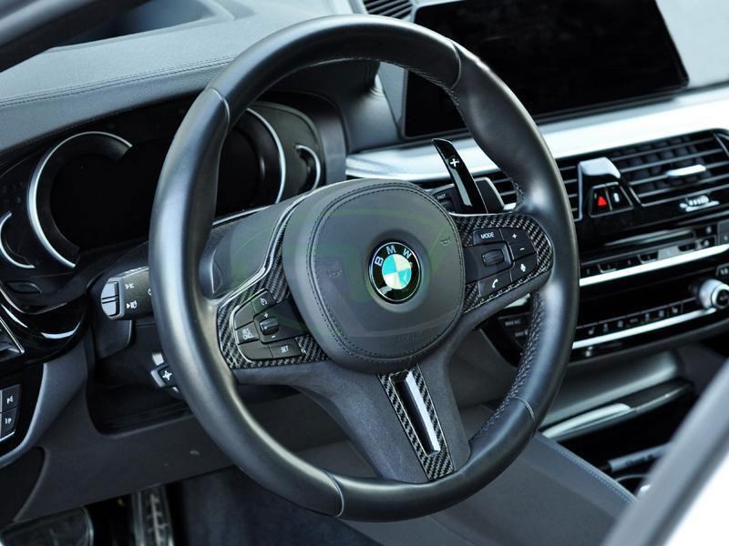 RW Carbon 2017-2020 BMW Carbon Fiber Alcantara Steering Wheel Trim Pre LCI
