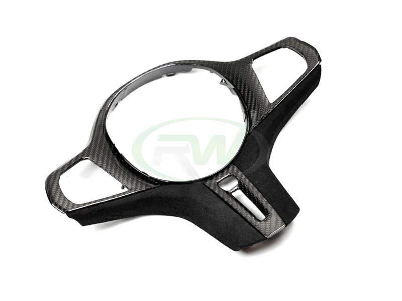 RW Carbon 2017-2020 BMW Carbon Fiber Alcantara Steering Wheel Trim Pre LCI