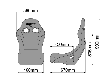 BRIDE ZIEG IV dimensions (mm)