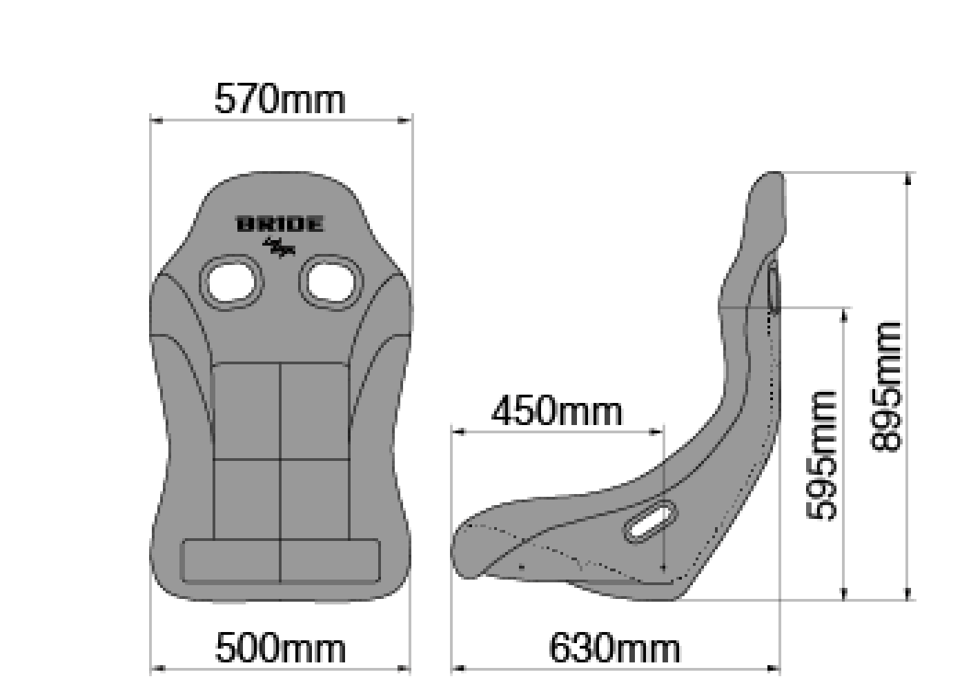 BRIDE ZIEG IV WIDE millimeter-precise dimension drawing