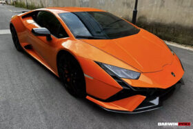 DarwinPRO 2015-2025 Lamborghini Huracan LP610 & LP580 & EVO Convert Tecnica Style Dry Carbon Fiber Front Bumper - image 2