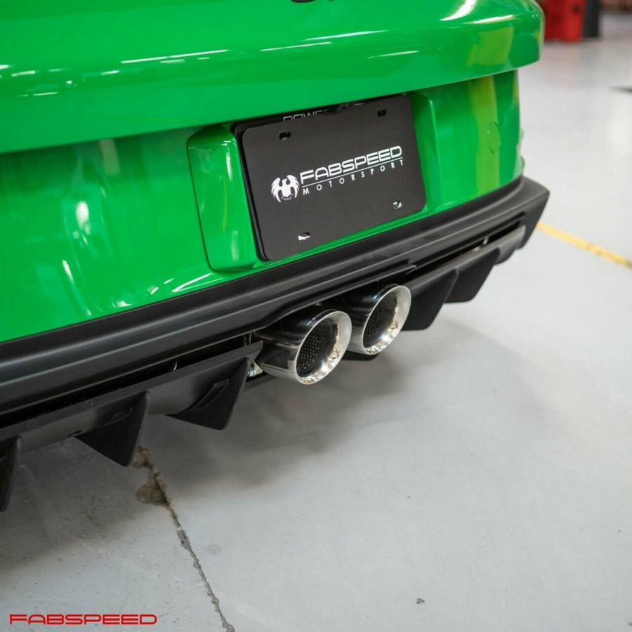 Fabspeed Carbon Fiber tips on green 992 GT3