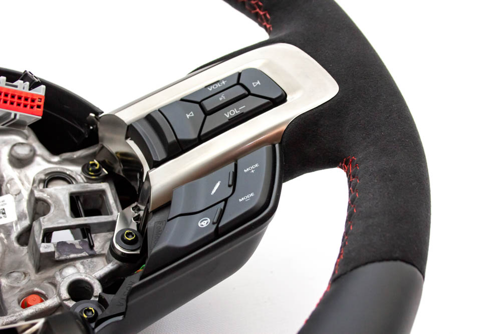 2018-2023 Ford Mustang – Steeda Q850 Loaded Alcantara Steering Wheel - Red Sightline (2)