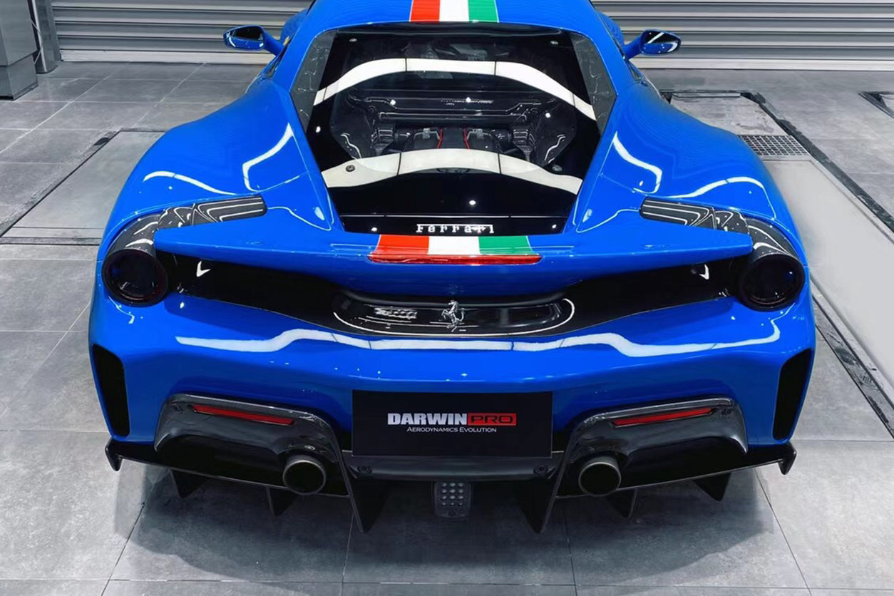 DarwinPRO 2018-2020 Ferrari 488 Pista Rear Bumper With Carbon fiber Upper Shell - FF Performance