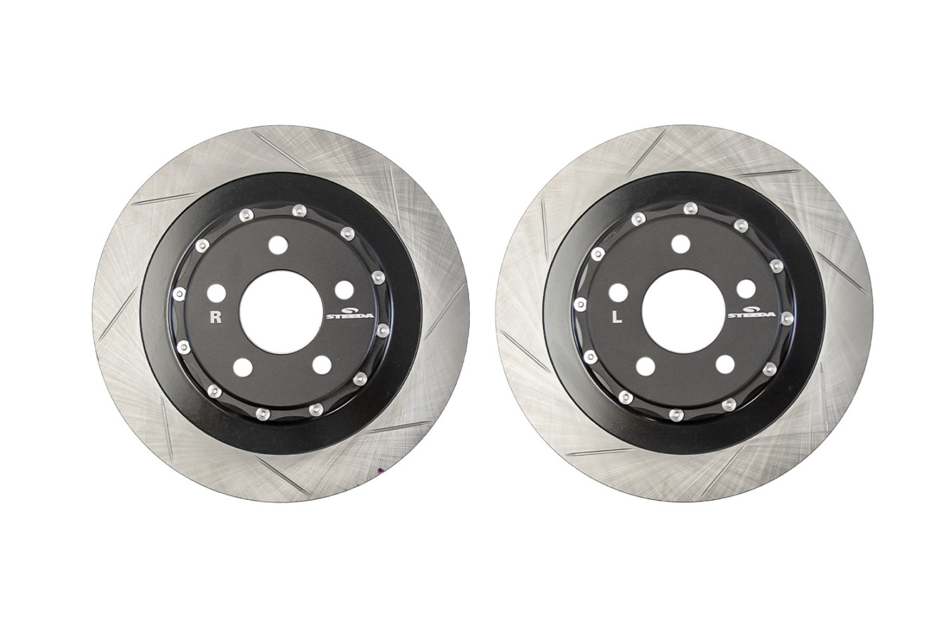 2015-2023 Ford Mustang Mach 1/Bullitt/GT – Steeda Performance Pack Rear Two-Piece 330mm x 25mm Floating Rotors