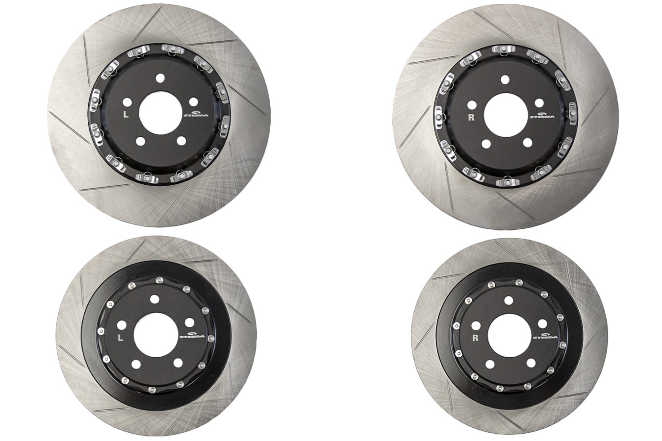 2015-2023 Ford Mustang Mach 1/GT/V6 – Steeda Performance Pack 380x34mm Front & 330x25mm Rear Two-Piece Rotor Set