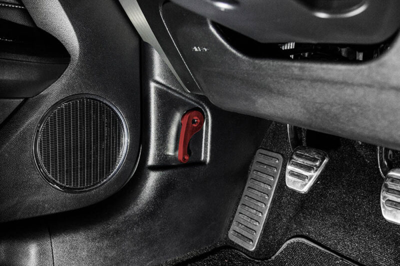 2012-2021 Ford Focus – Steeda Red Anodized Billet Aluminum Interior Hood Latch Release Lever