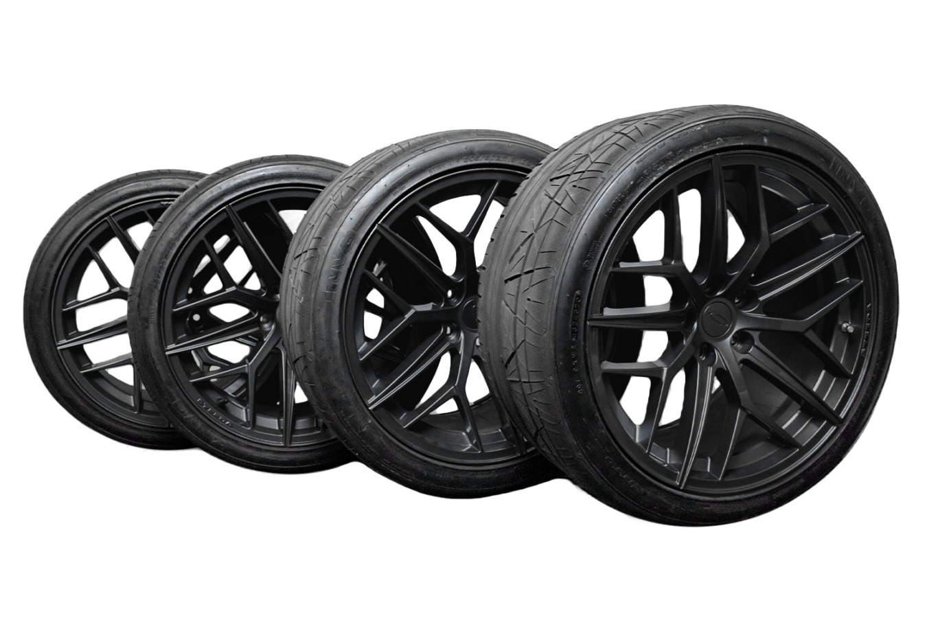 2005-2026 Ford Mustang – Steeda Trident Satin Black Street Staggered Wheel & Tire Package - 19x10/11