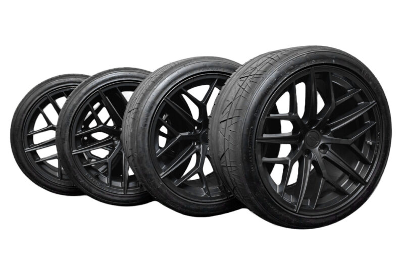 2005-2026 Ford Mustang – Steeda Trident Satin Black Square HPDE Wheel & Tire Package - 19x11