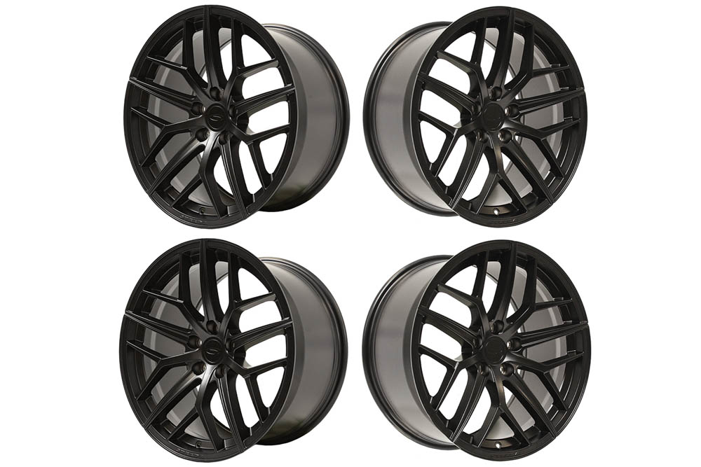 2005-2026 Ford Mustang – Steeda Trident Satin Black Staggered Wheel Package 19x10/11 (2)
