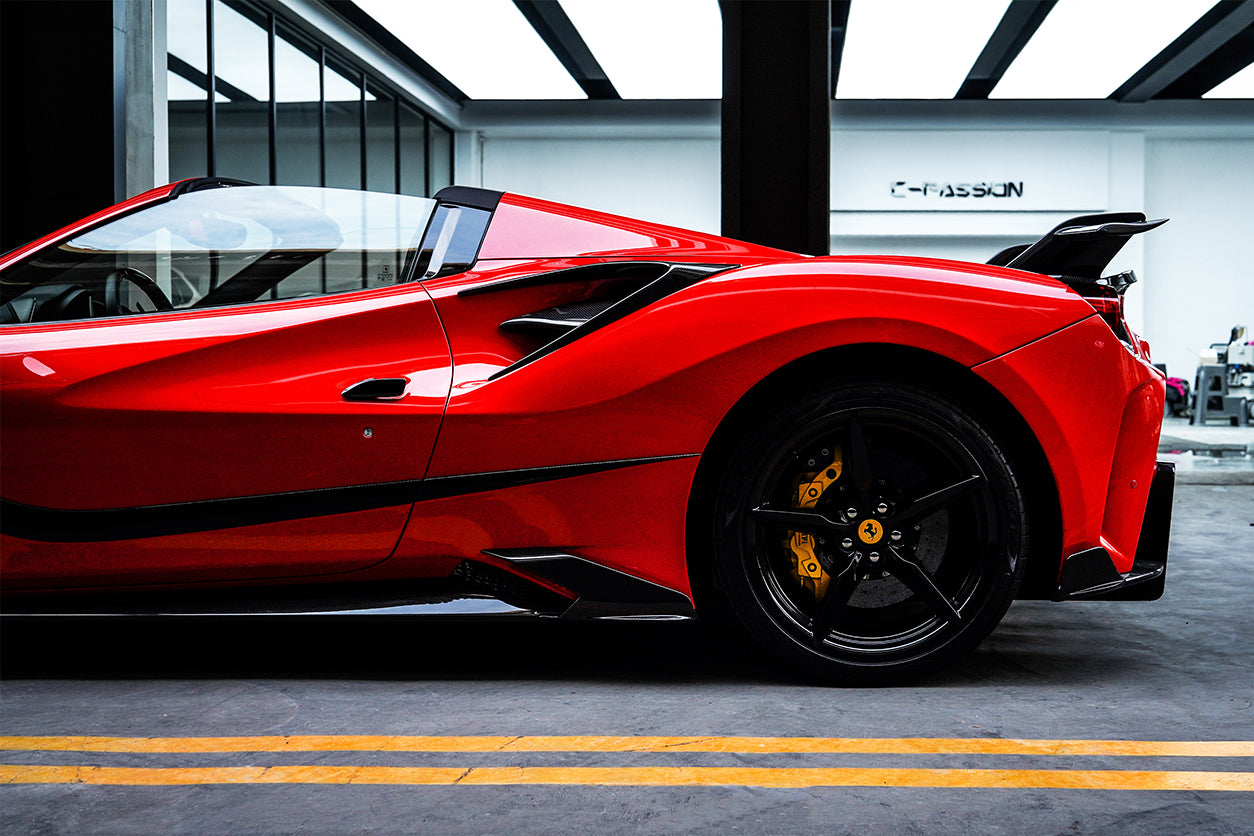 DarwinPro Aerodynamics DarwinPRO 488 GTB Spider And F8 MSY Style Carbon Fiber Side Air Intake Flaps for Ferrari F8 - Image 2