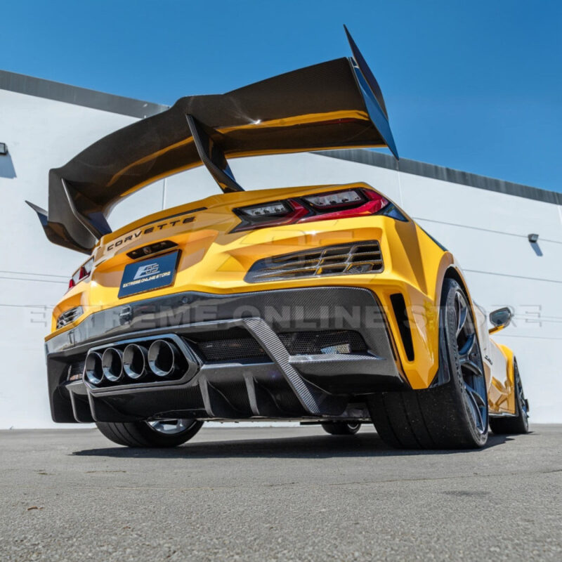 EOS 2023-2026 Chevrolet Corvette C8 Z06 Dry Carbon Fiber Rear Bumper Finned Diffuser