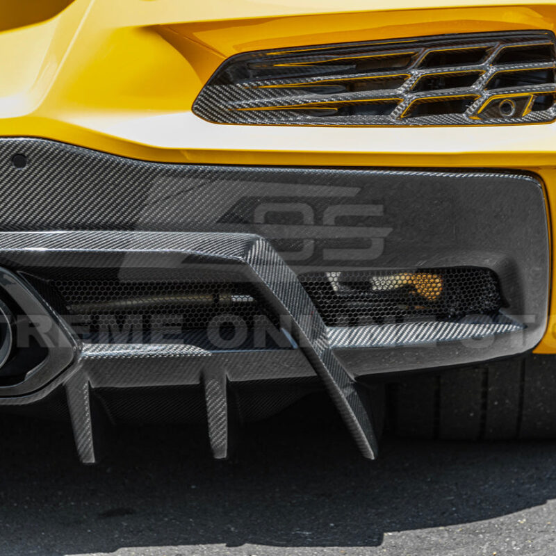 EOS 2023-2026 Chevrolet Corvette C8 Z06 Dry Carbon Fiber Rear Bumper Finned Diffuser