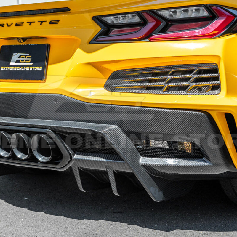 EOS 2023-2026 Chevrolet Corvette C8 Z06 Dry Carbon Fiber Rear Bumper Finned Diffuser
