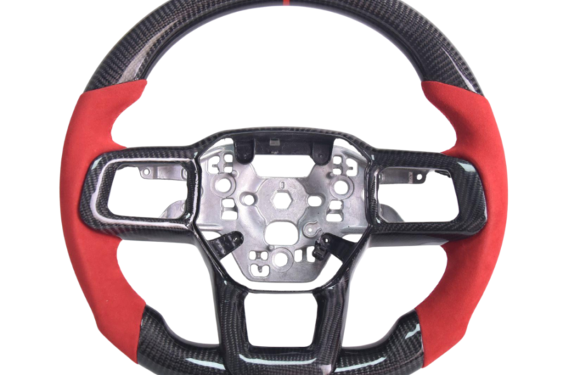 Mustang S650 Red Suede Red Stitching Carbon Fiber Steering Wheel for S650 Mustang
