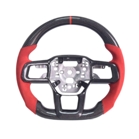 2024-2026 Mustang S650 Carbon Fiber Steering Wheel - Red Suede / Black Stitching - image 2