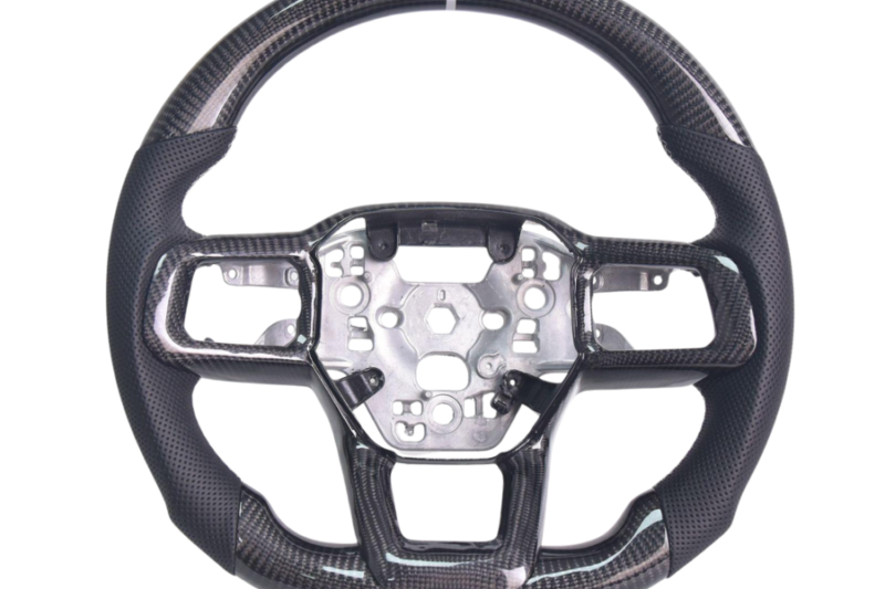 Mustang S650 Carbon Fiber Steering Wheel - Black Leather / Gray Stitching for S650 Mustang