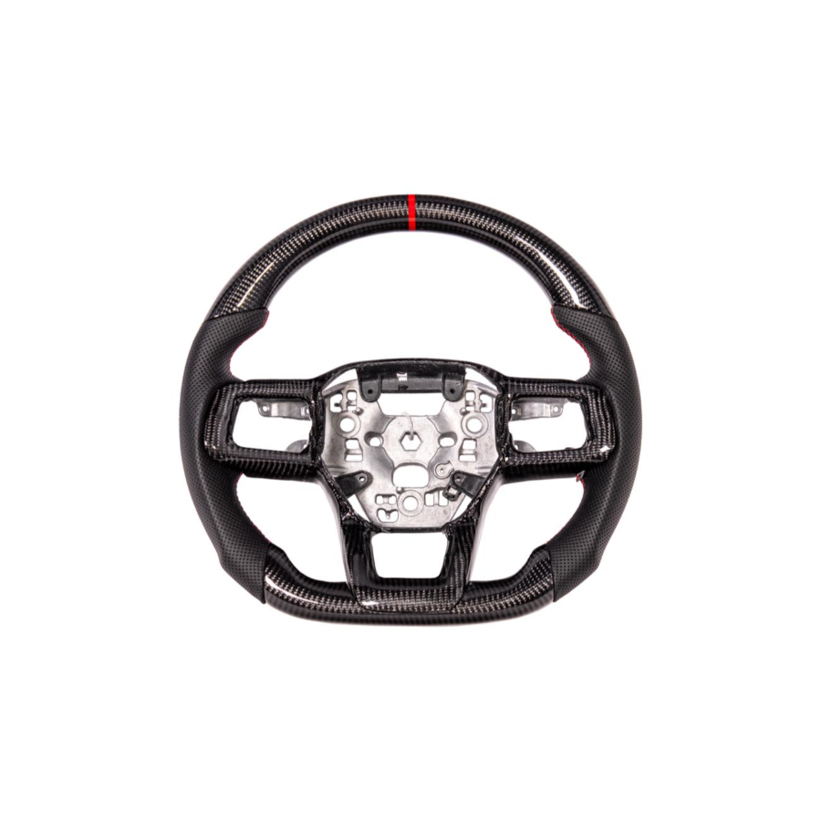 Mustang S650 Carbon Fiber Perforated Leather Steering Wheel - Red Stripe for S650 Mustang - Image 2