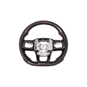 2024-2026 Ford Mustang S650 Carbon Fiber Perforated Leather Steering Wheel - Red Stripe - image 3