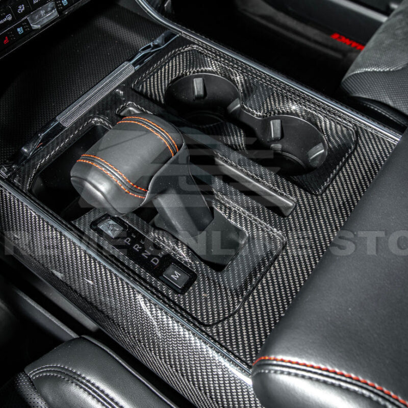 2021-2025 Ford F-150 Dry Carbon Fiber Center Console Gear Shift Panel Cover installed