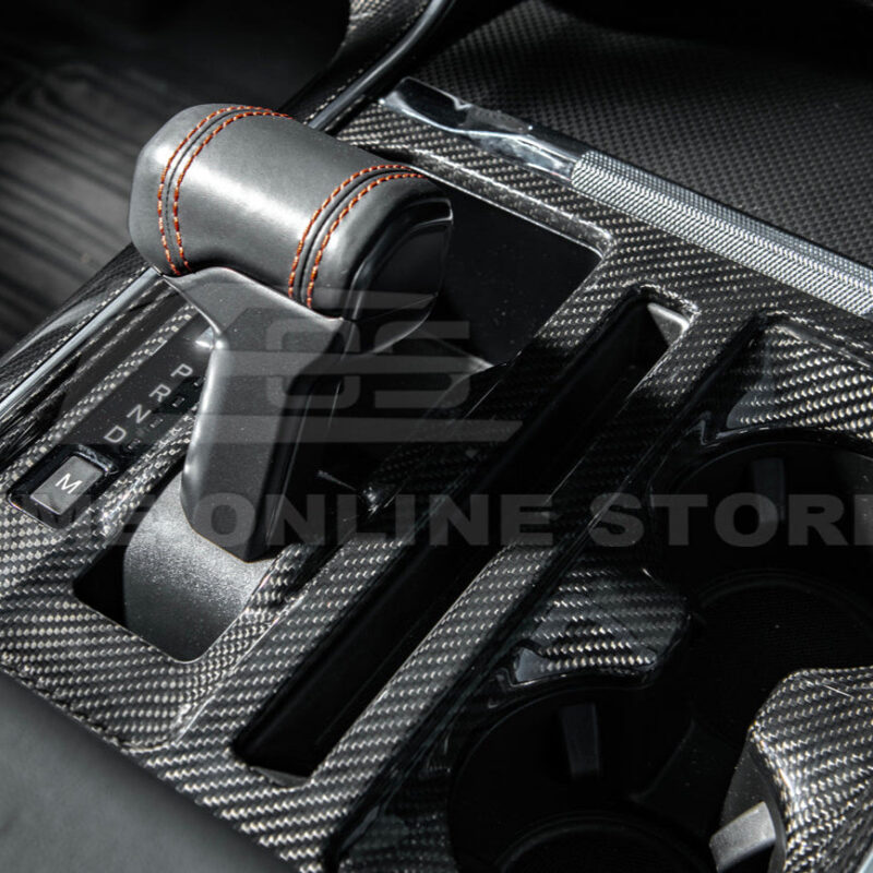 2021-2025 Ford F-150 Dry Carbon Fiber Center Console Gear Shift Panel Cover installed