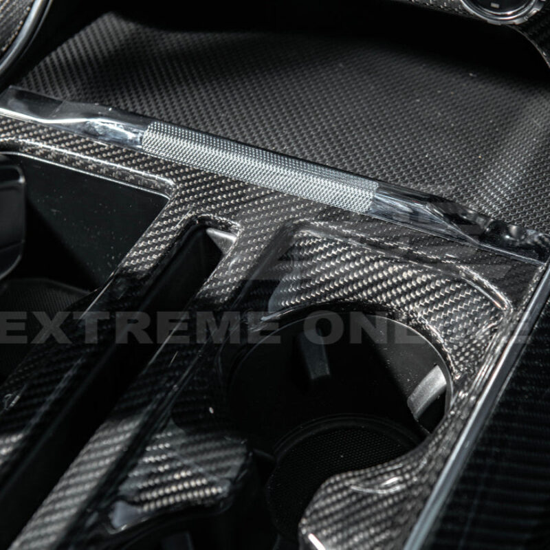 2021-2025 Ford F-150 Dry Carbon Fiber Center Console Gear Shift Panel Cover installed