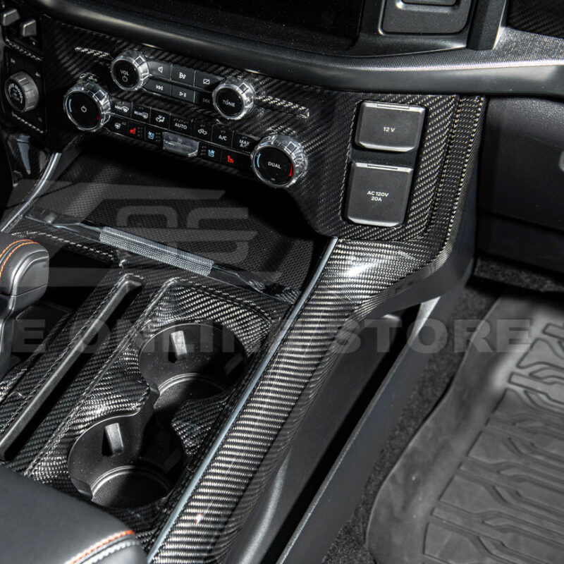 2021-2025 Ford F-150 Carbon Fiber Center Console Side Panel Trim Cover installed