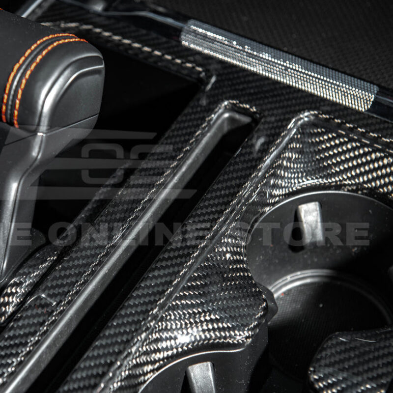 2021-2025 Ford F-150 Dry Carbon Fiber Center Console Gear Shift Panel Cover installed