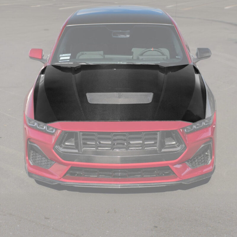 2024-2026 Ford Mustang S650 Carbon Fiber Vented Hood installed