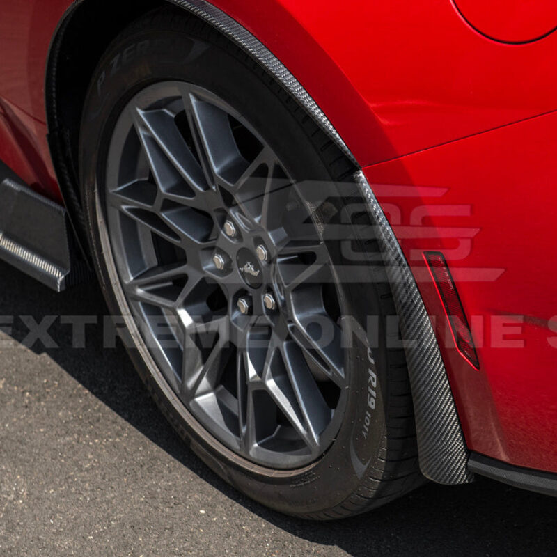 2024-2026 Ford Mustang S650 Dry Carbon Fiber Fender Flares & Mud Flap Kit installed
