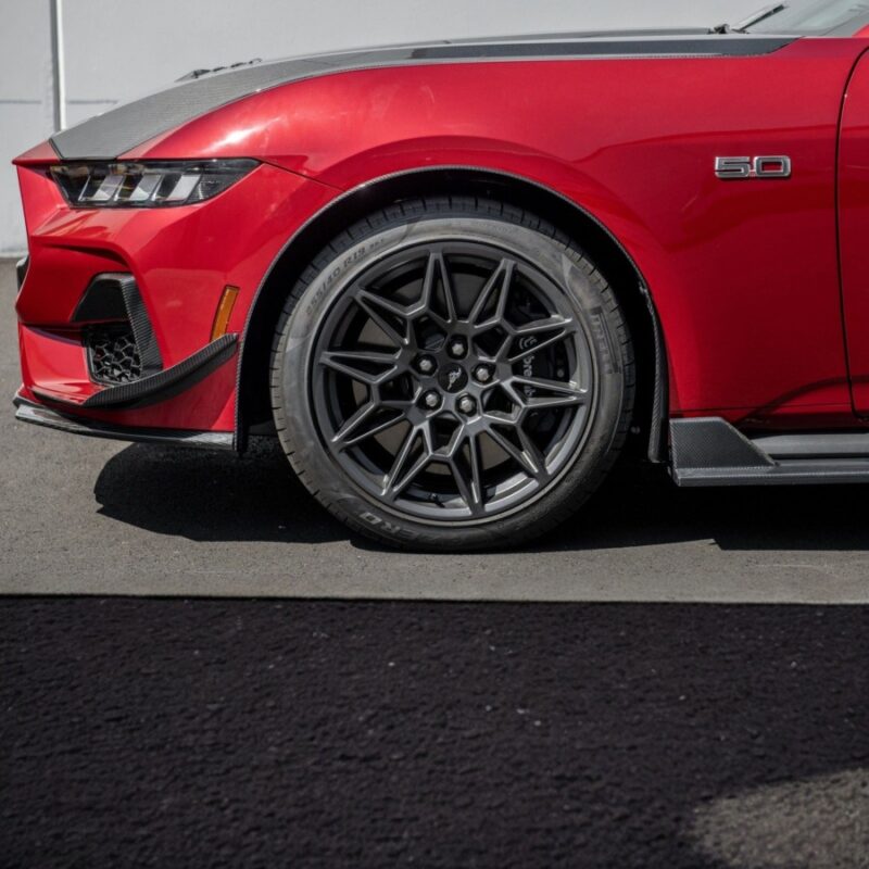 2024-2026 Ford Mustang S650 Carbon Fiber Performance XL Extended Front & Rear Mud Flap Splash Guards installed