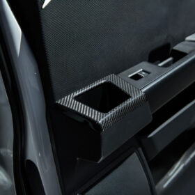2021-2026 Ford F-150 / F-150 Lightning Dry Carbon Fiber Rear Door Side Storage Cup Holder Cover Overlays - image 2