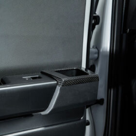 2021-2026 Ford F-150 / F-150 Lightning Dry Carbon Fiber Rear Door Side Storage Cup Holder Cover Overlays - image 4