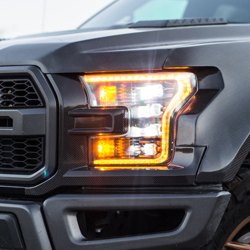 F-150 Raptor Carbon Fiber Headlight Cover Trim Set - Image 2