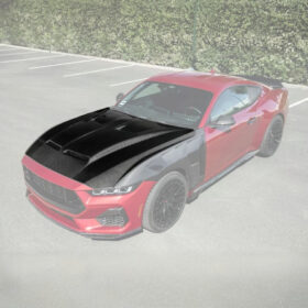 EOS 2024-Up Ford Mustang Super Snake Style CARBON FIBER Front Bumper Hood Vented Cover - image 3