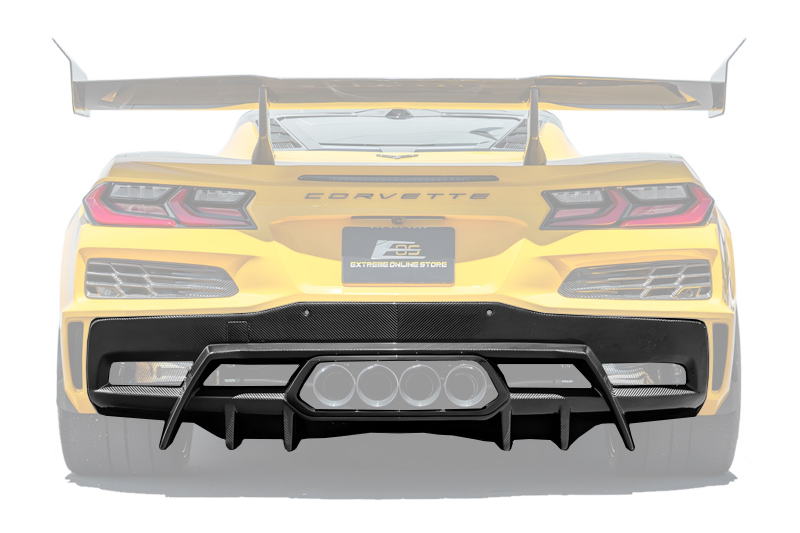 Extreme Online Store EOS Corvette C8 Z06 dry CARBON FIBER Rear Bumper Finned Diffuser for C8 Corvette