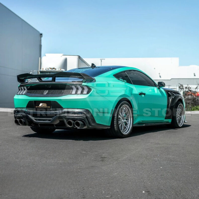 2024-2026 Ford Mustang S650 Dark Horse Style Dry Carbon Fiber Rear Bumper Diffuser installed