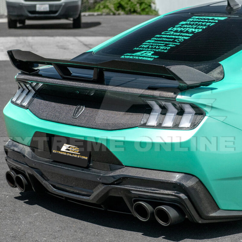 2024-2026 Ford Mustang S650 Dark Horse Style Dry Carbon Fiber Rear Bumper Diffuser installed