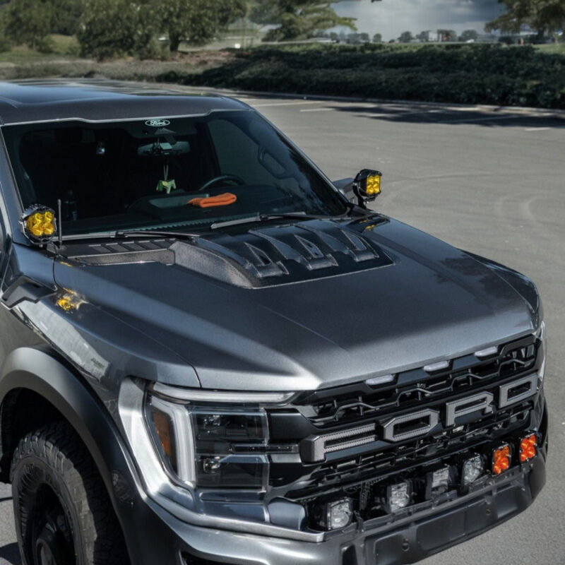 2021-2026 Ford F-150 Raptor-R Style Carbon Fiber Front Hood Vent Side Trim Bezels